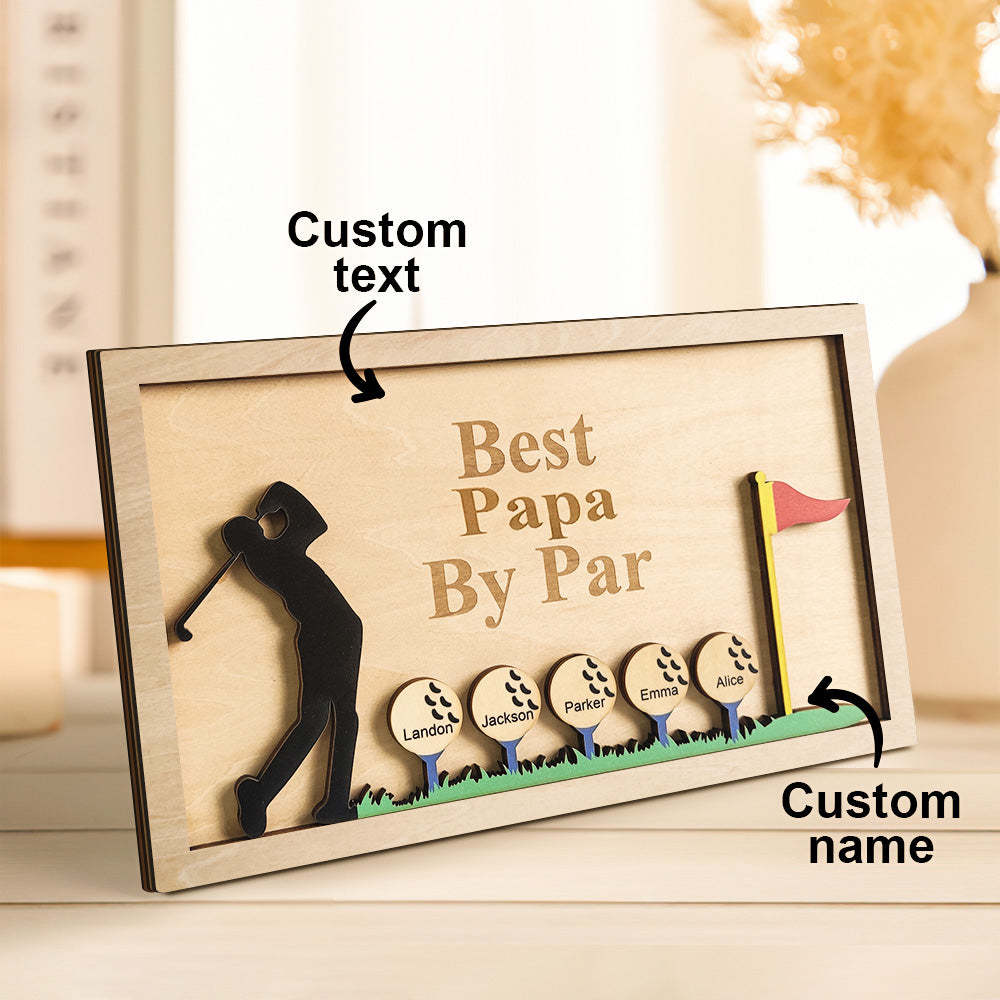 Personalized Father's Day Wooden Golf Sign Engraved Name Plaque Gift for Dad Grandpa - auphotoblanket