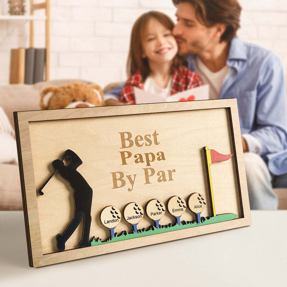 Personalized Father's Day Wooden Golf Sign Engraved Name Plaque Gift for Dad Grandpa - auphotoblanket