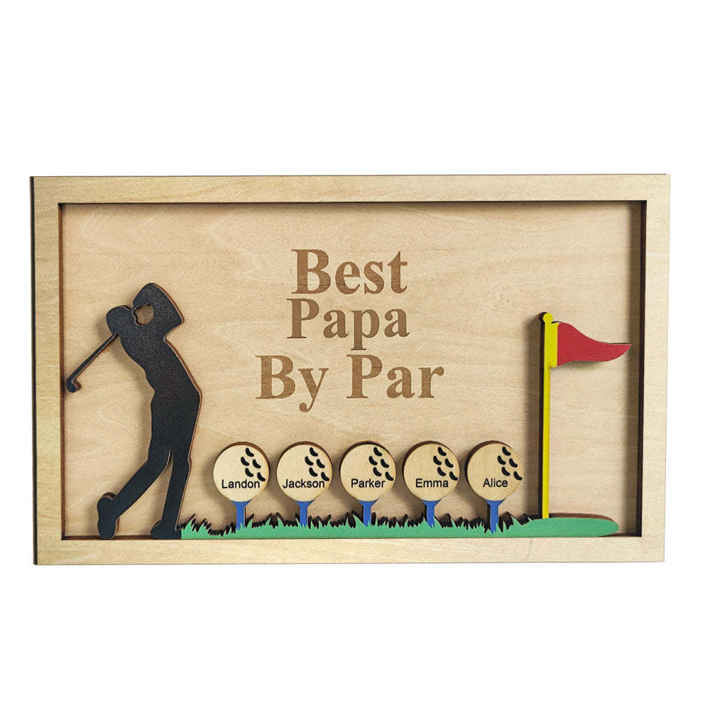 Personalized Father's Day Wooden Golf Sign Engraved Name Plaque Gift for Dad Grandpa - auphotoblanket