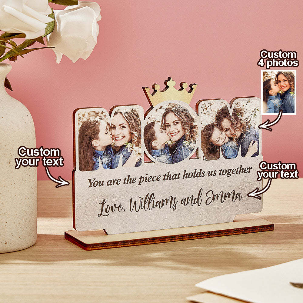 Custom Mom Wooden Plaque Personalized Photo Mom Sign for Mother's Day Gifts - auphotoblanket