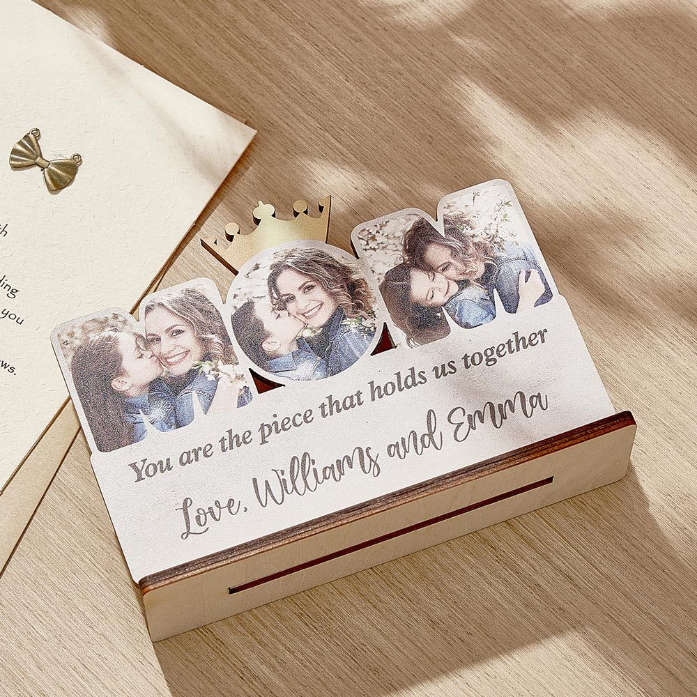 Custom Mom Wooden Plaque Personalized Photo Mom Sign for Mother's Day Gifts - auphotoblanket
