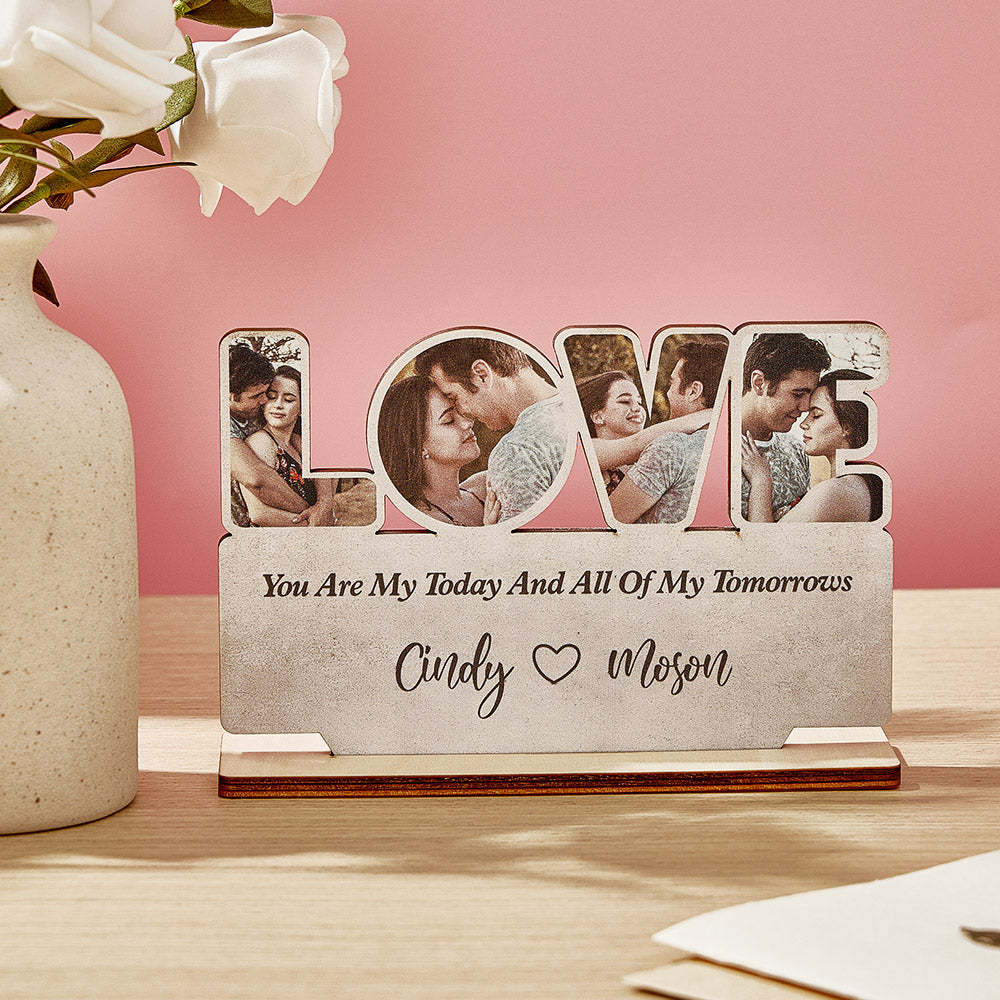 Custom Love Wooden Plaque Personalized Photo Love Sign Home Decoration Gifts for Couples - auphotoblanket