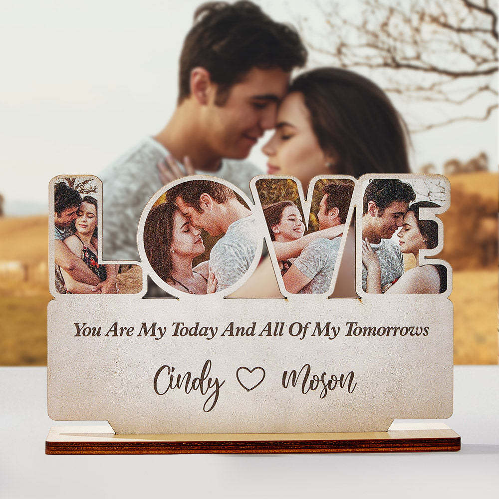 Custom Love Wooden Plaque Personalized Photo Love Sign Home Decoration Gifts for Couples - auphotoblanket