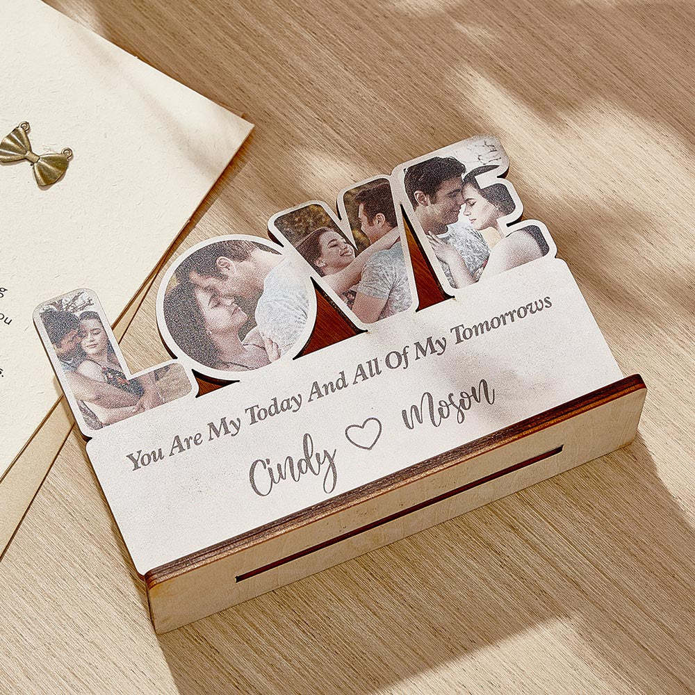 Custom Love Wooden Plaque Personalized Photo Love Sign Home Decoration Gifts for Couples - auphotoblanket