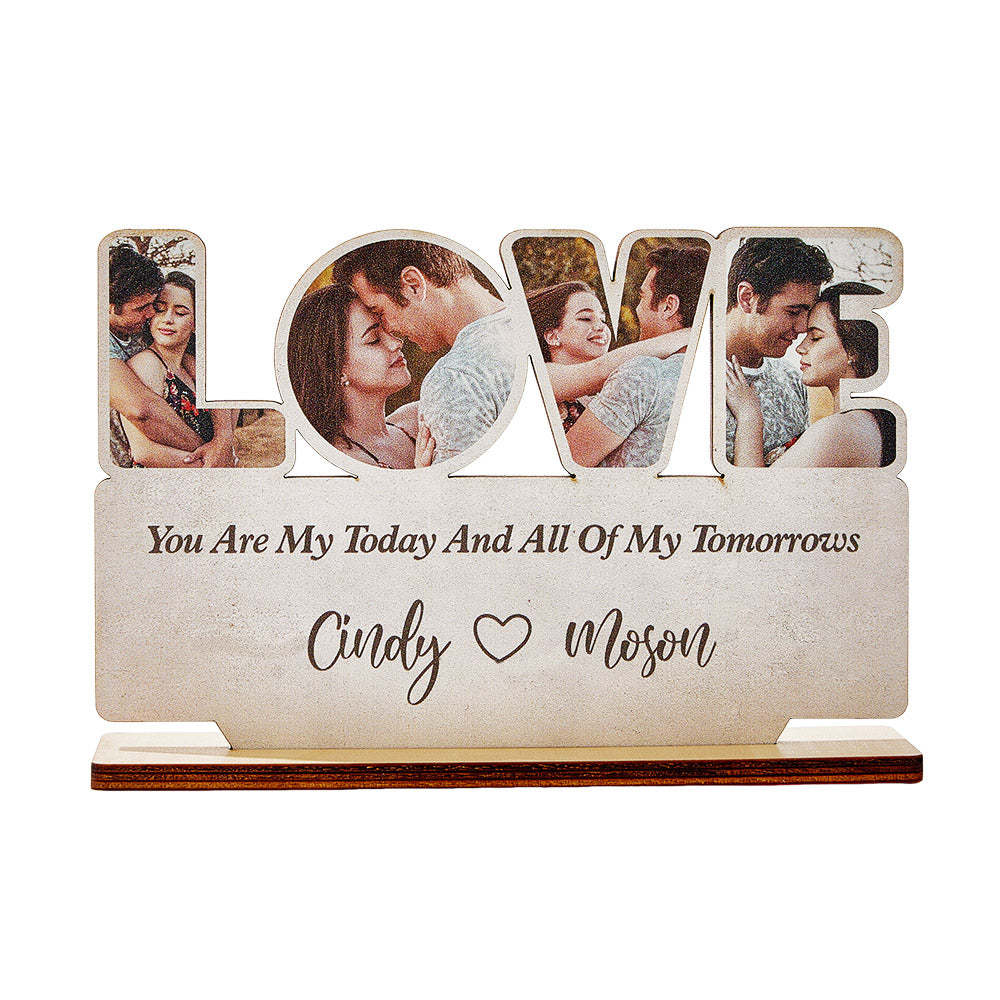 Custom Love Wooden Plaque Personalized Photo Love Sign Home Decoration Gifts for Couples - auphotoblanket