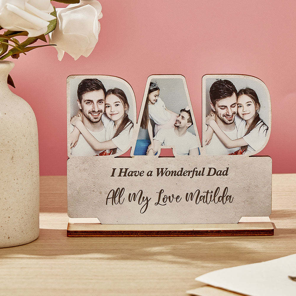 Personalized Dad Wooden Plaque Custom Photo Dad Plaque Ornament Father's Day Gift for Dad - auphotoblanket