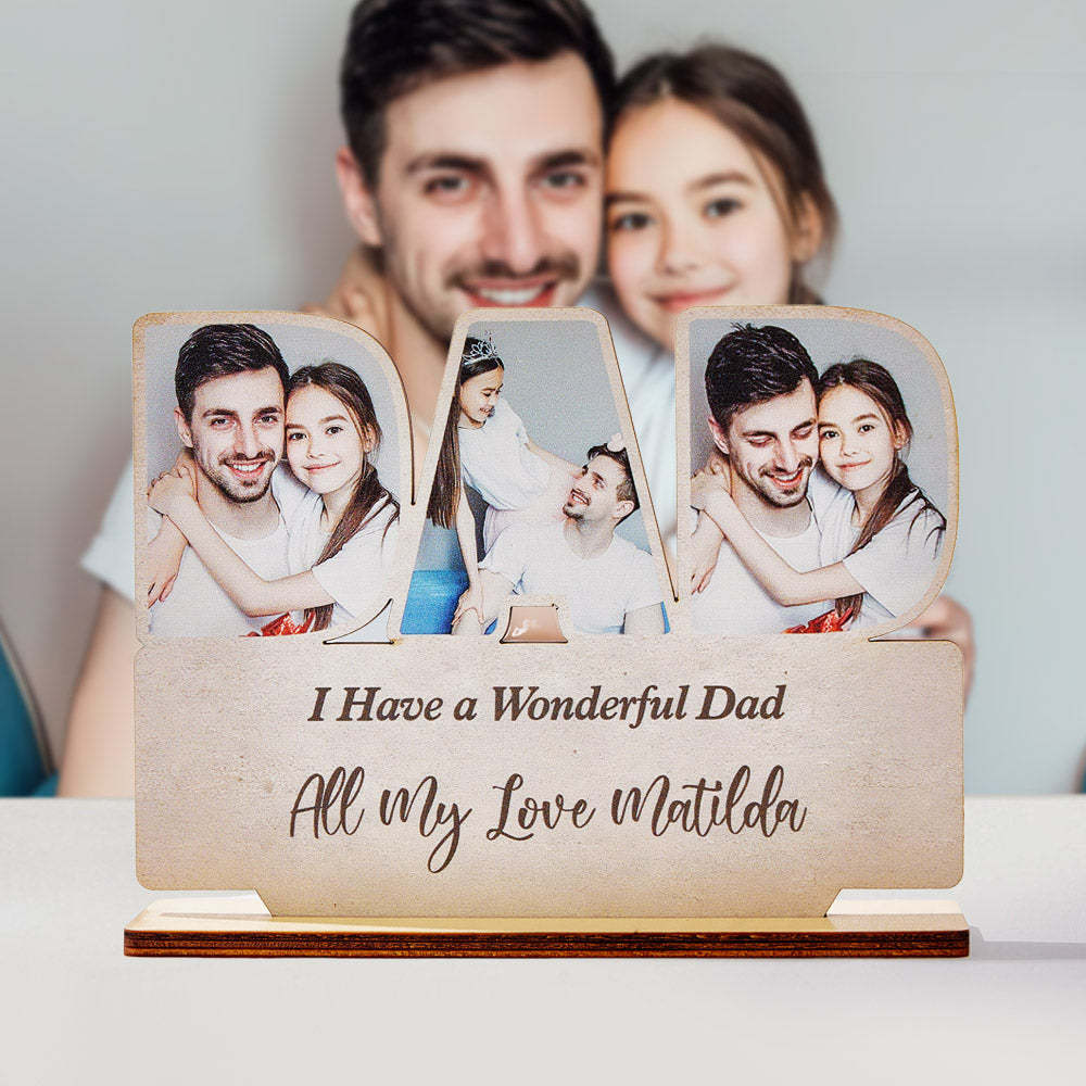 Personalized Dad Wooden Plaque Custom Photo Dad Plaque Ornament Father's Day Gift for Dad - auphotoblanket