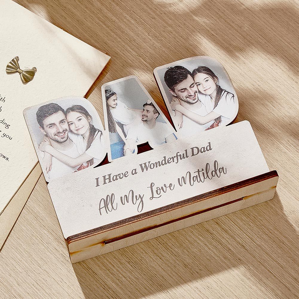 Personalized Dad Wooden Plaque Custom Photo Dad Plaque Ornament Father's Day Gift for Dad - auphotoblanket