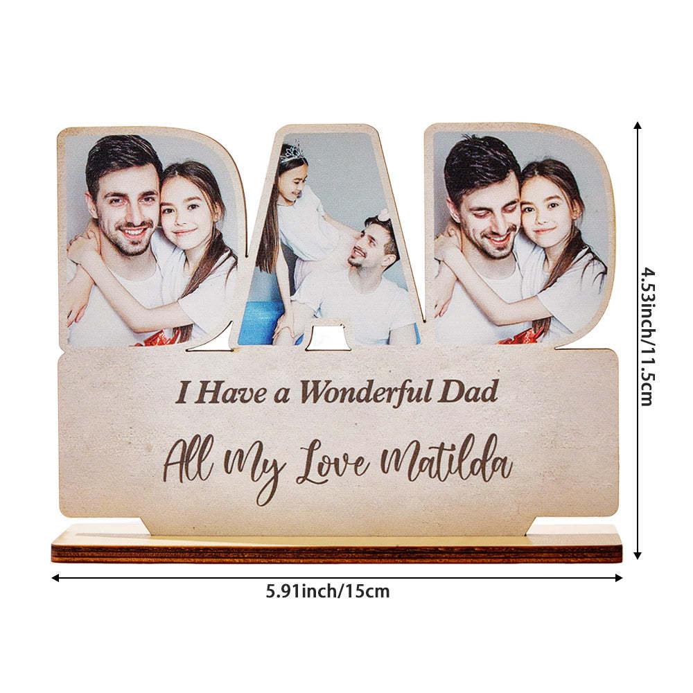 Personalized Dad Wooden Plaque Custom Photo Dad Plaque Ornament Father's Day Gift for Dad - auphotoblanket