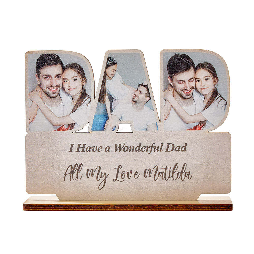 Personalized Dad Wooden Plaque Custom Photo Dad Plaque Ornament Father's Day Gift for Dad - auphotoblanket