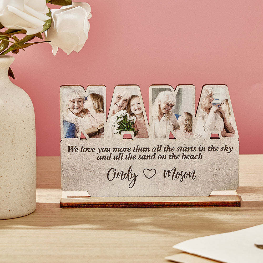 Personalized Nana Wooden Plaque Custom Photo Plaque Home Ornament Gift for Grandma - auphotoblanket