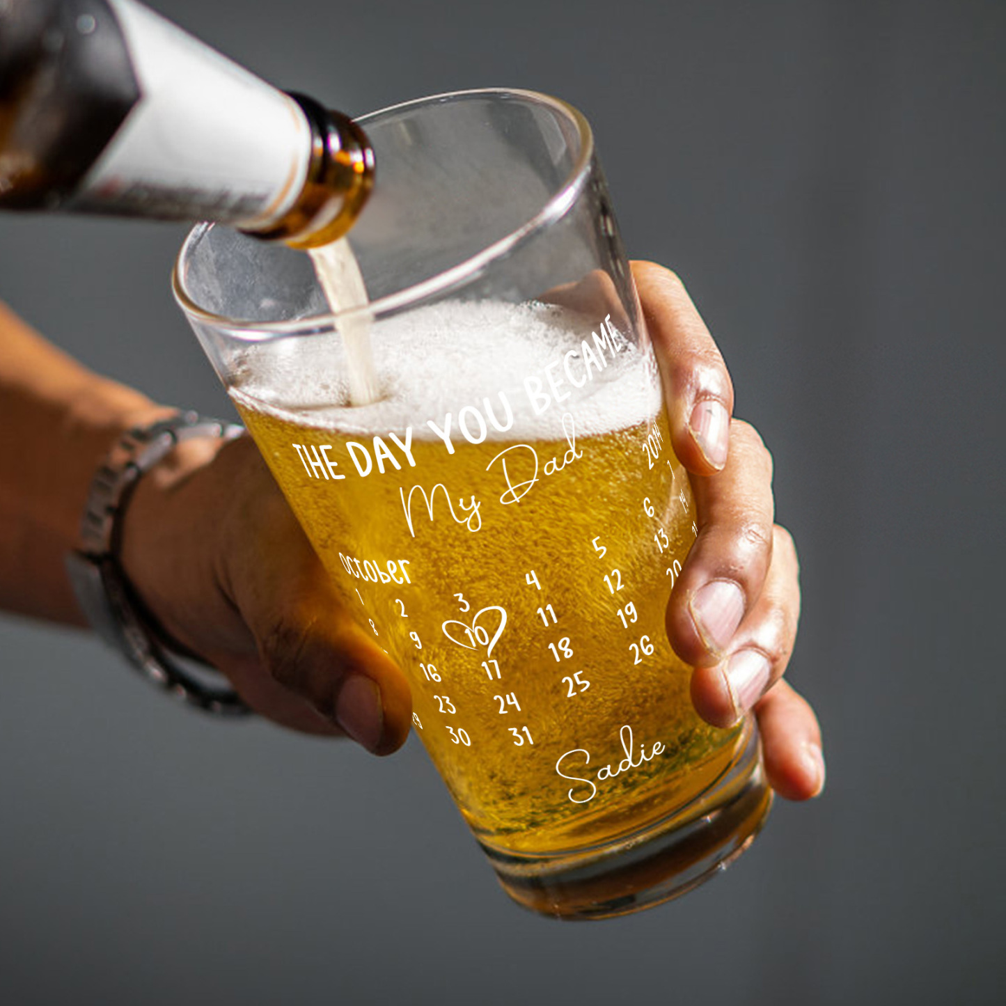 Fathers Day Gift From Daughter, Personalized Gifts For Dad, Dad Gift, Dad Birthday Gift, Personalised Beer Glass, The Day You Became My Dad