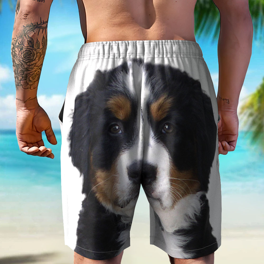 Custom Dog Face Funny Beach Trunks Men's Boxer Briefs - auphotoblanket