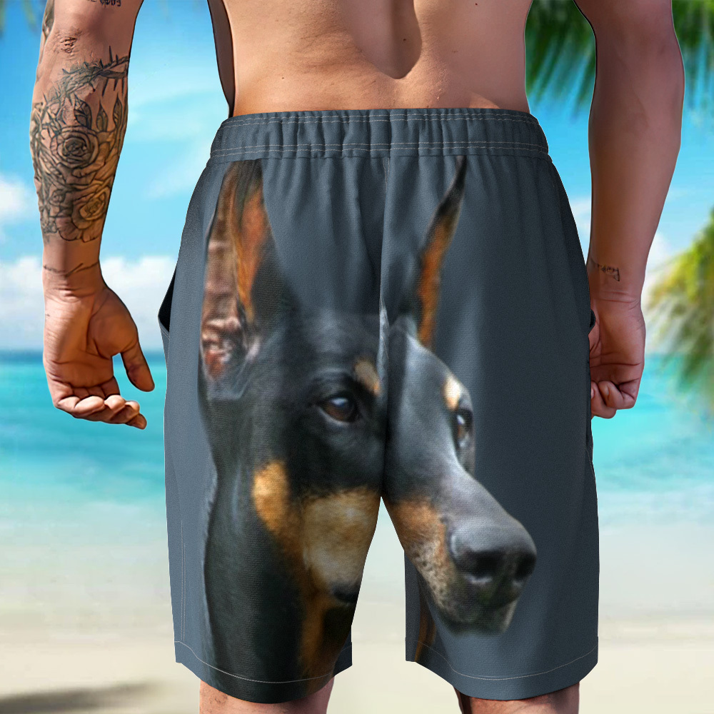 Custom Dog Face Funny Beach Trunks Men's Boxer Briefs - auphotoblanket