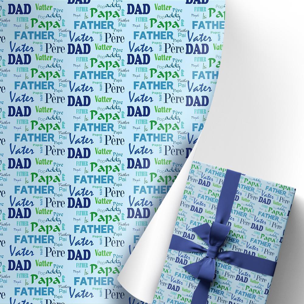 Christmas Wrap, Christmas Wrapping Paper, Christmas Gift Wrap for Dad, Multiple Languages