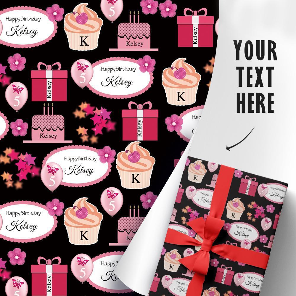 Bithday Wrap, Birthday Wrapping Paper, Birthday Gift Wrap, Custom Name & Age Wrap