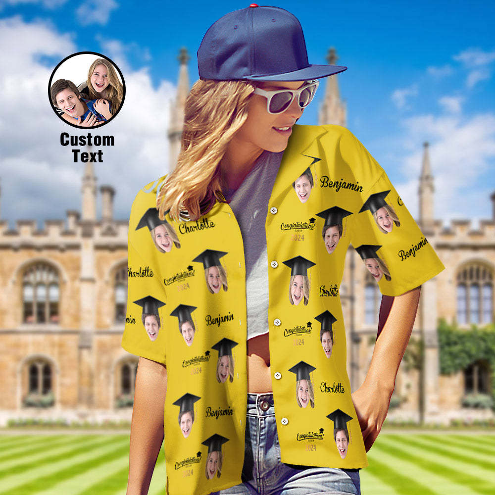 Custom Women's Hawaiian Shirt Personalized Face Aloha Shirts for Graduation Party - auphotoblanket