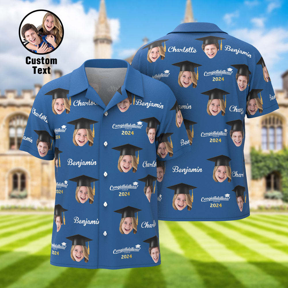 Custom Men's Hawaiian Shirt Personalized Face Aloha Shirts for Graduation Party - auphotoblanket