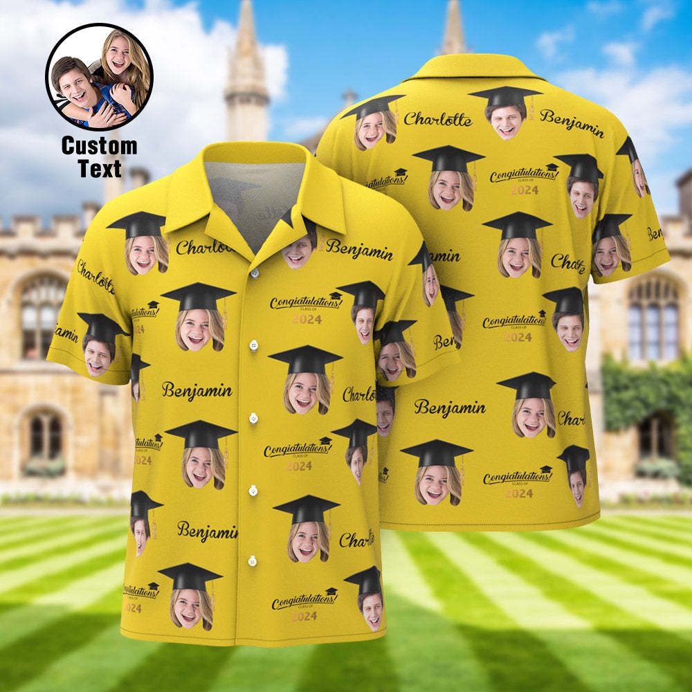 Custom Men's Hawaiian Shirt Personalized Face Aloha Shirts for Graduation Party - auphotoblanket