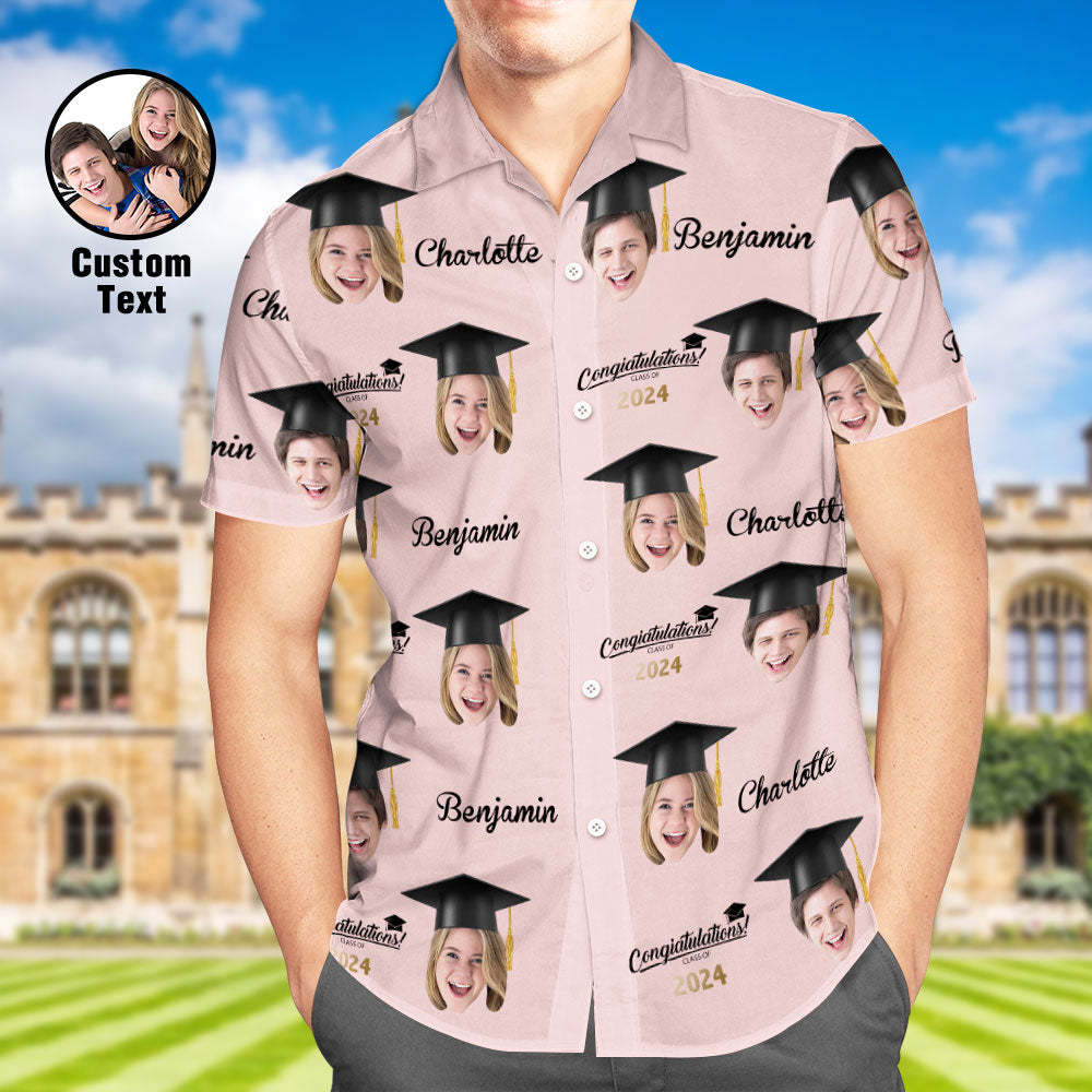 Custom Men's Hawaiian Shirt Personalized Face Aloha Shirts for Graduation Party - auphotoblanket