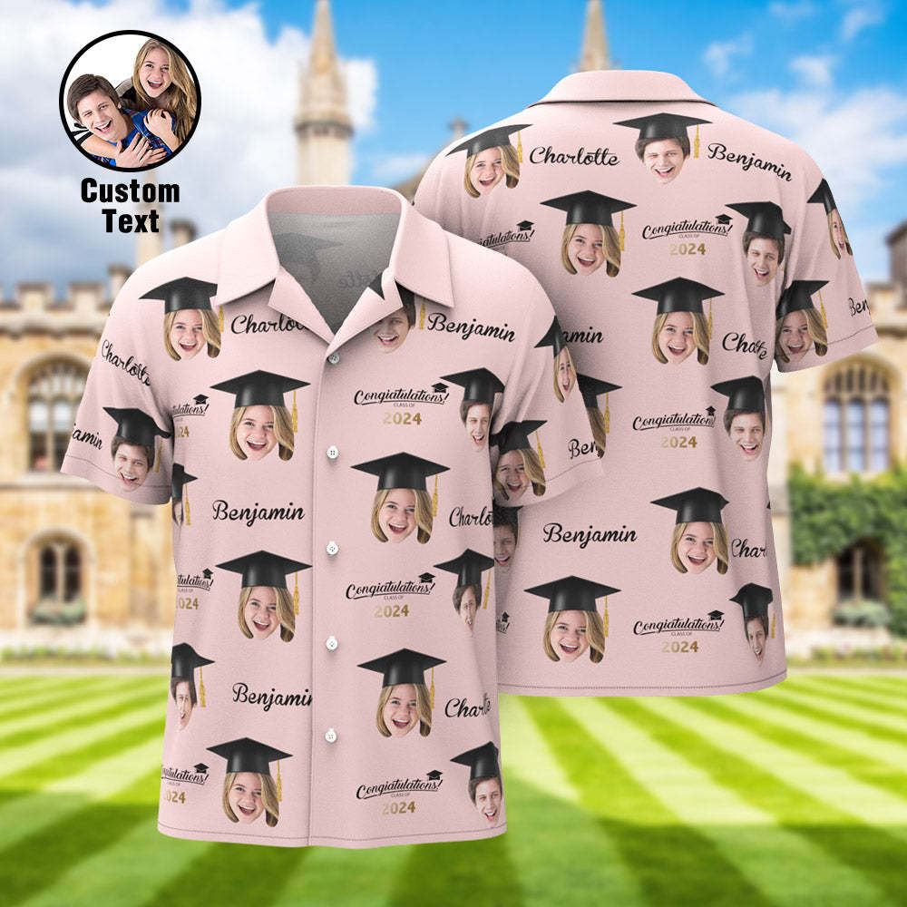 Custom Men's Hawaiian Shirt Personalized Face Aloha Shirts for Graduation Party - auphotoblanket