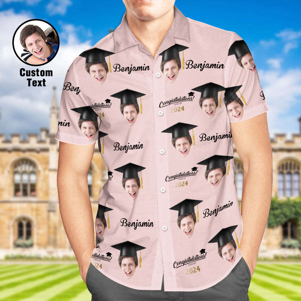 Custom Men's Hawaiian Shirt Personalized Face Aloha Shirts for Graduation Party - auphotoblanket