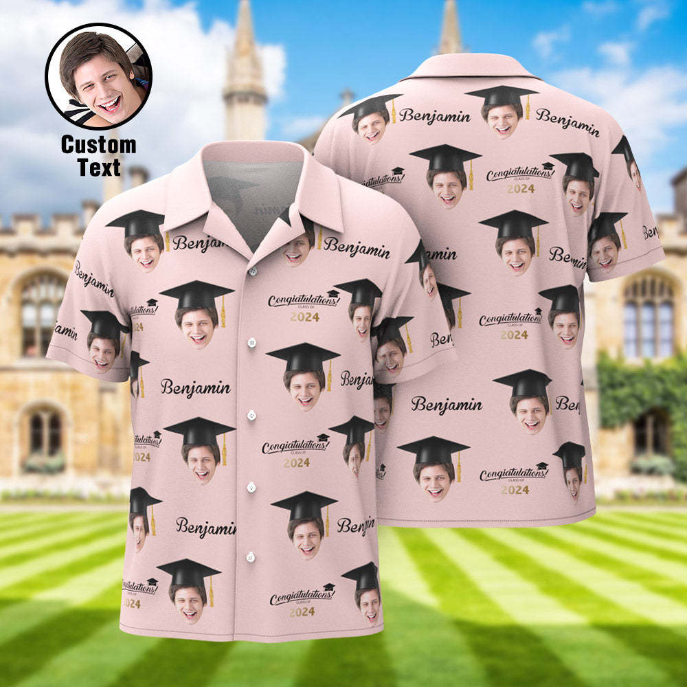 Custom Men's Hawaiian Shirt Personalized Face Aloha Shirts for Graduation Party - auphotoblanket