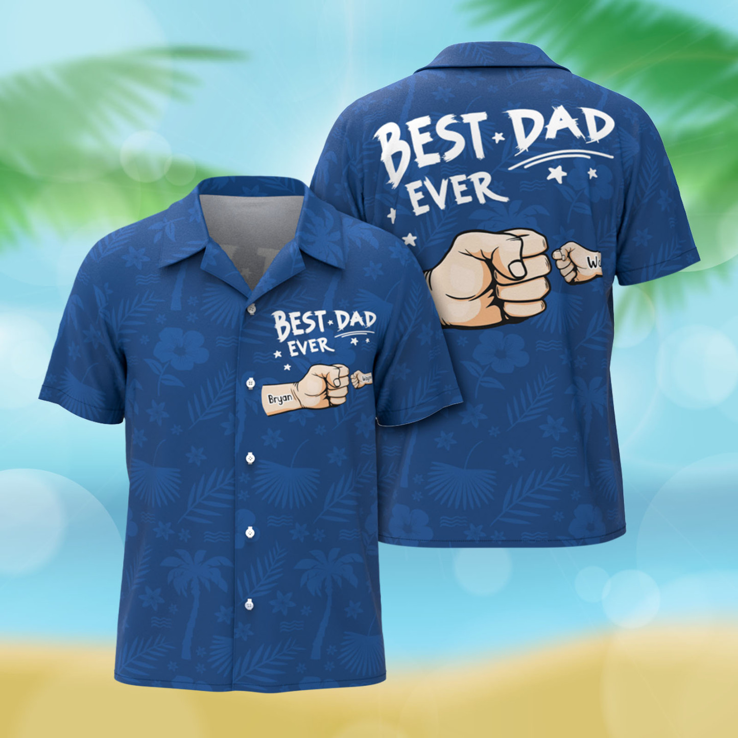 Custom Fists Hawaiian Aloha Shirt Gift Custom Button-down Shirt Gift For Dad - auphotoblanket