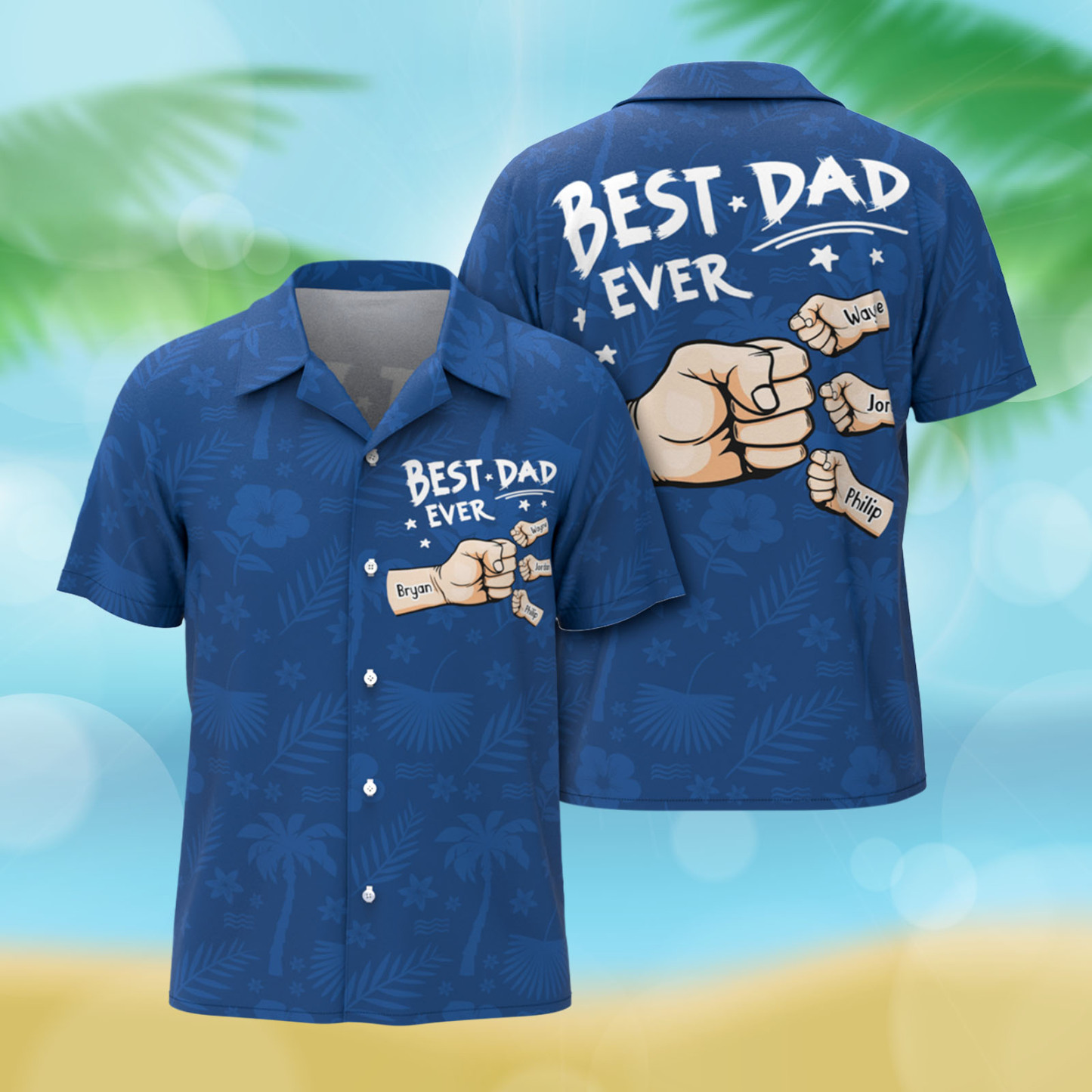 Custom Fists Hawaiian Aloha Shirt Gift Custom Button-down Shirt Gift For Dad - auphotoblanket