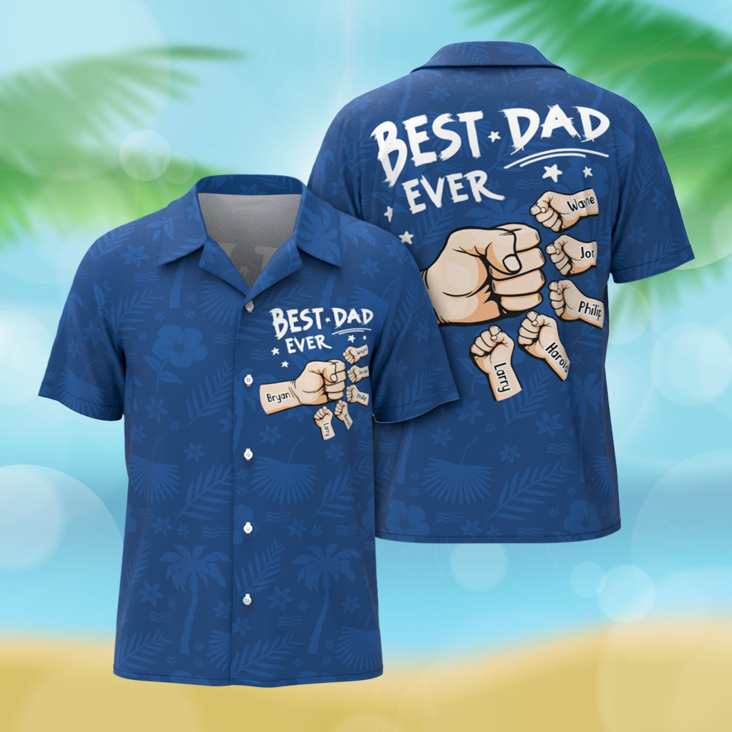 Custom Fists Hawaiian Aloha Shirt Gift Custom Button-down Shirt Gift For Dad - auphotoblanket