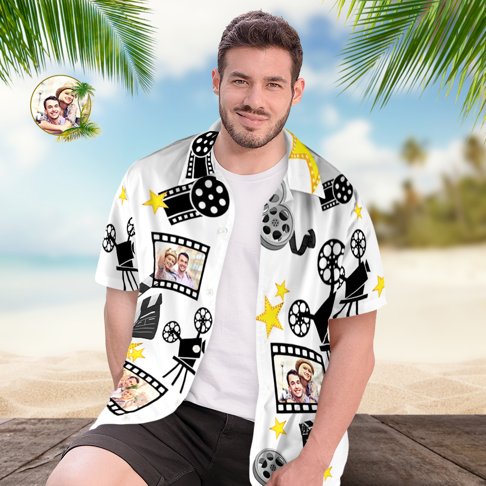 Custom Photo Hawaiian Shirts Our Love Movie Shirts With 3-6 Photos Button-down Shirts Gifts For Him - auphotoblanket