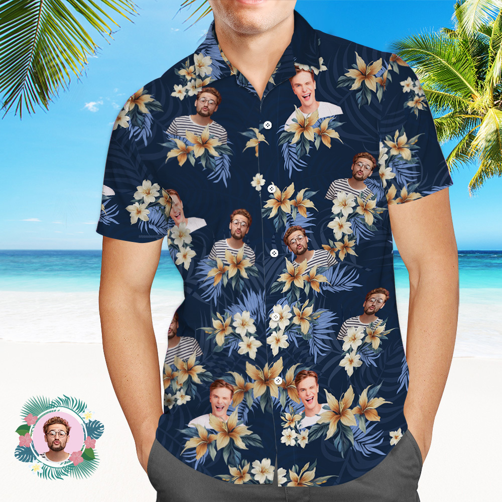 Custom Vintage Hawaiian Shirts With 1-3 Photos Custom Button-down Shirts - auphotoblanket