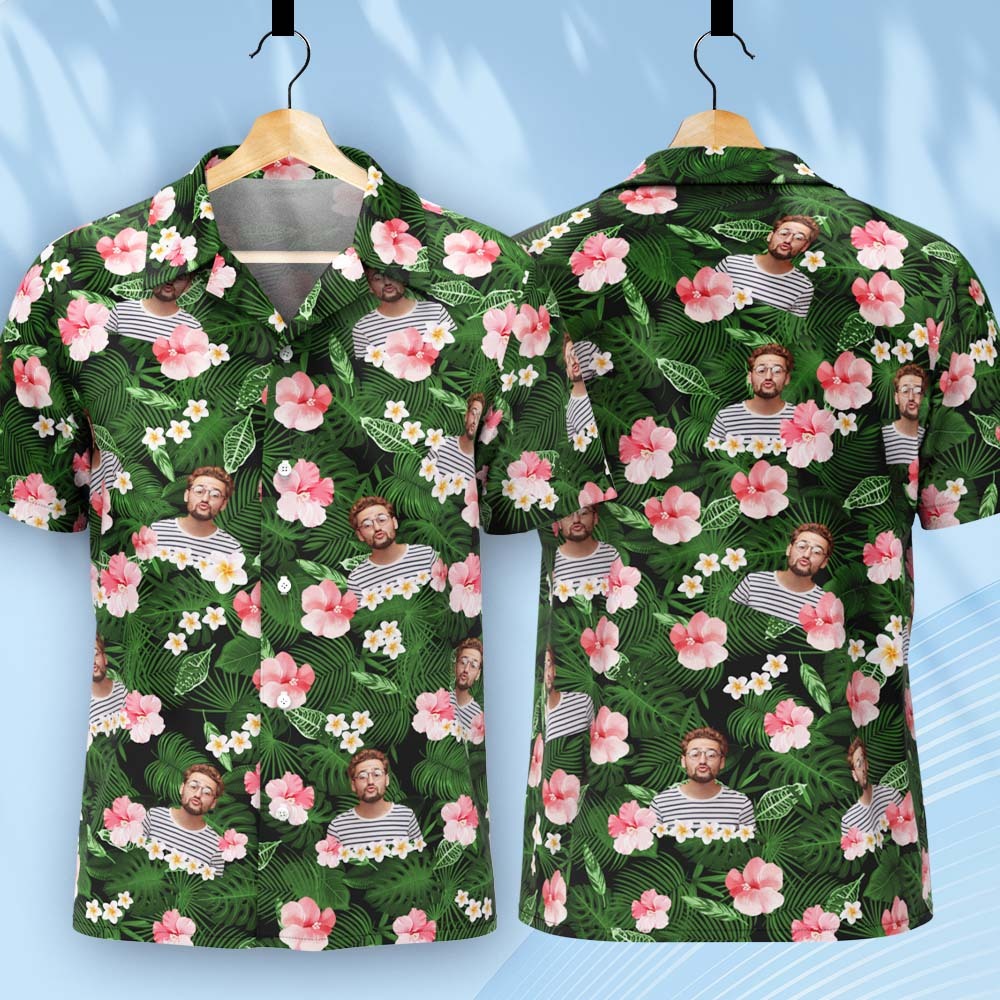 Men Hawaiian Vintage Shirts Custom Button-down Shirts Photo Beach Shirts Gifts For Him - auphotoblanket
