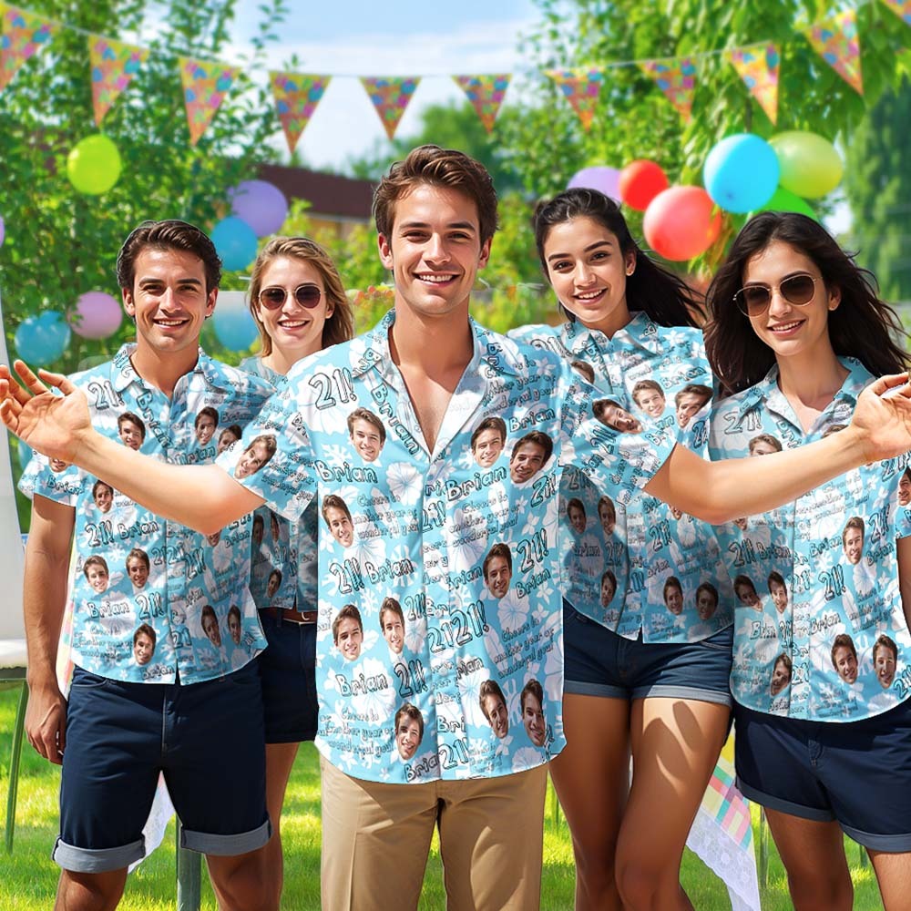 21th Birthday Custom Button-down Shirts Brithday Hawaiian Shirts Gifts For Him - auphotoblanket
