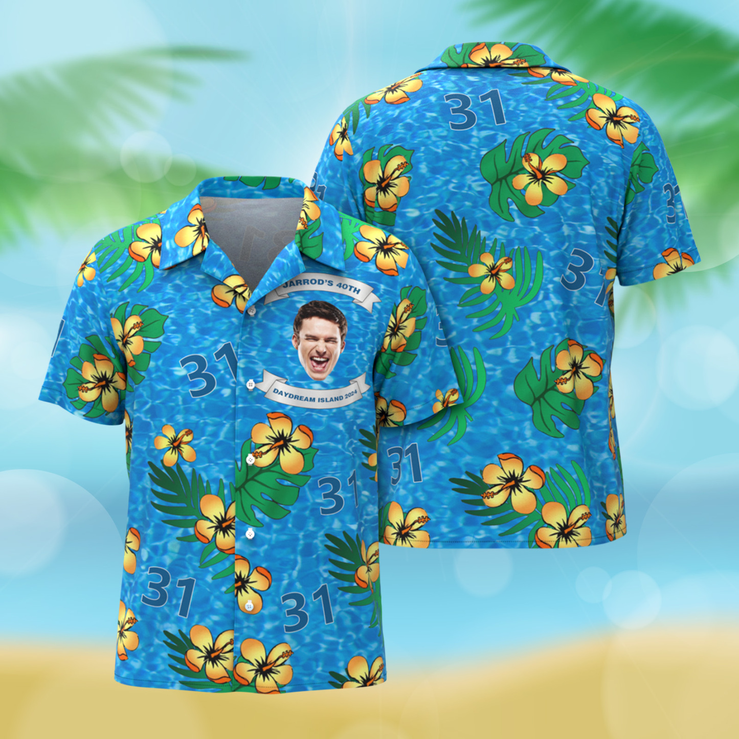 Birthday Hawaiian Shirts Custom Button-down Shirts Birthday Party Shirts Custom Face & Age - auphotoblanket