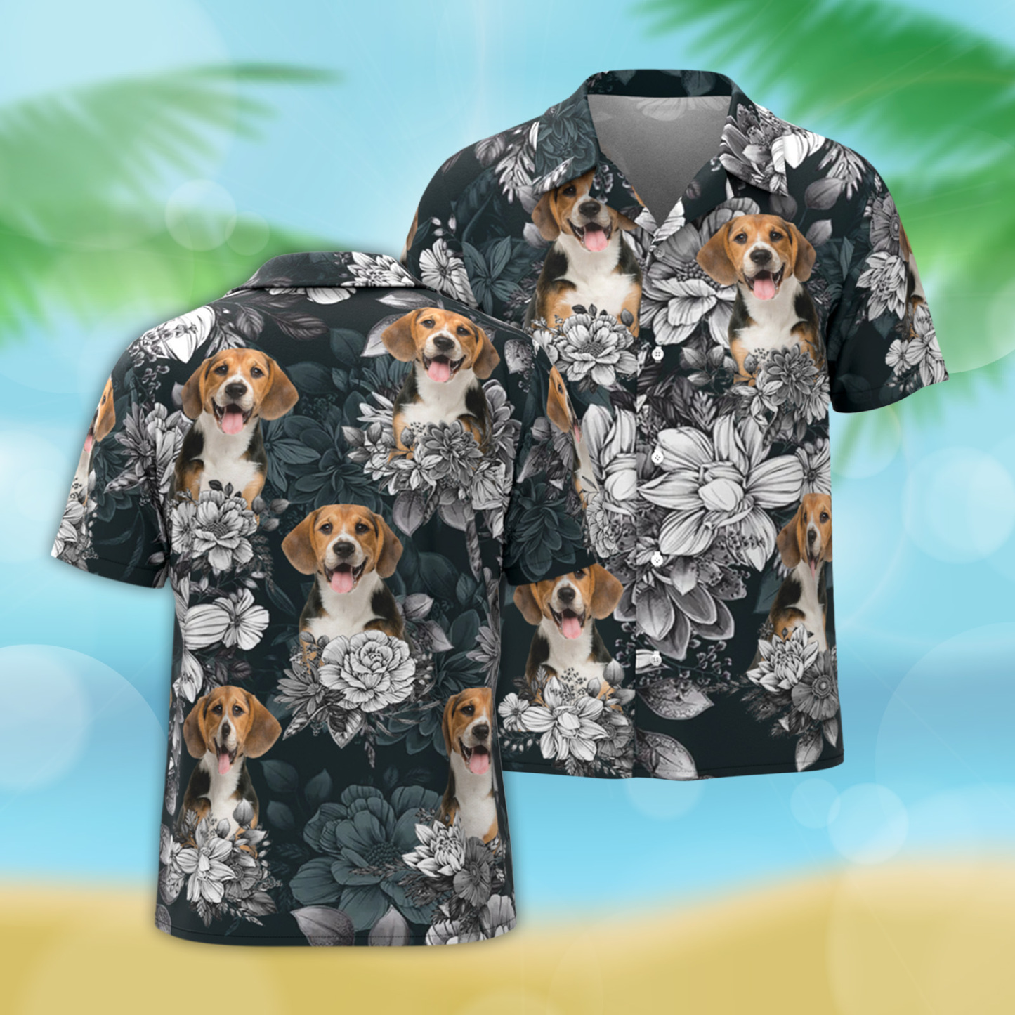 Custom Hawaiian Shirt With Pet Face Personalized Rose Hawaiian Shirt All Over Print Hawaiian Shirt For Men - auphotoblanket