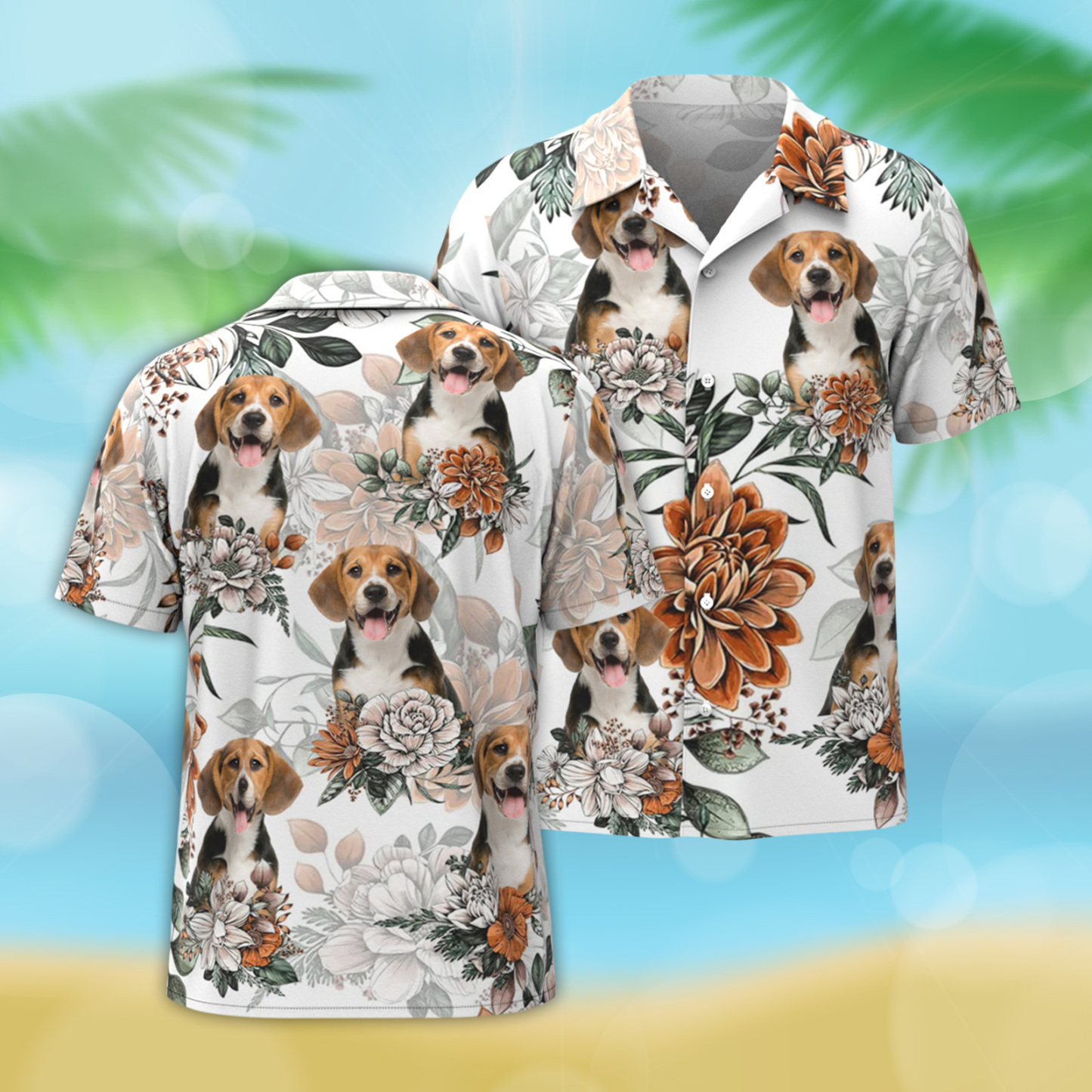 Custom Hawaiian Shirt With Pet Face Personalized Rose Hawaiian Shirt All Over Print Hawaiian Shirt For Men - auphotoblanket