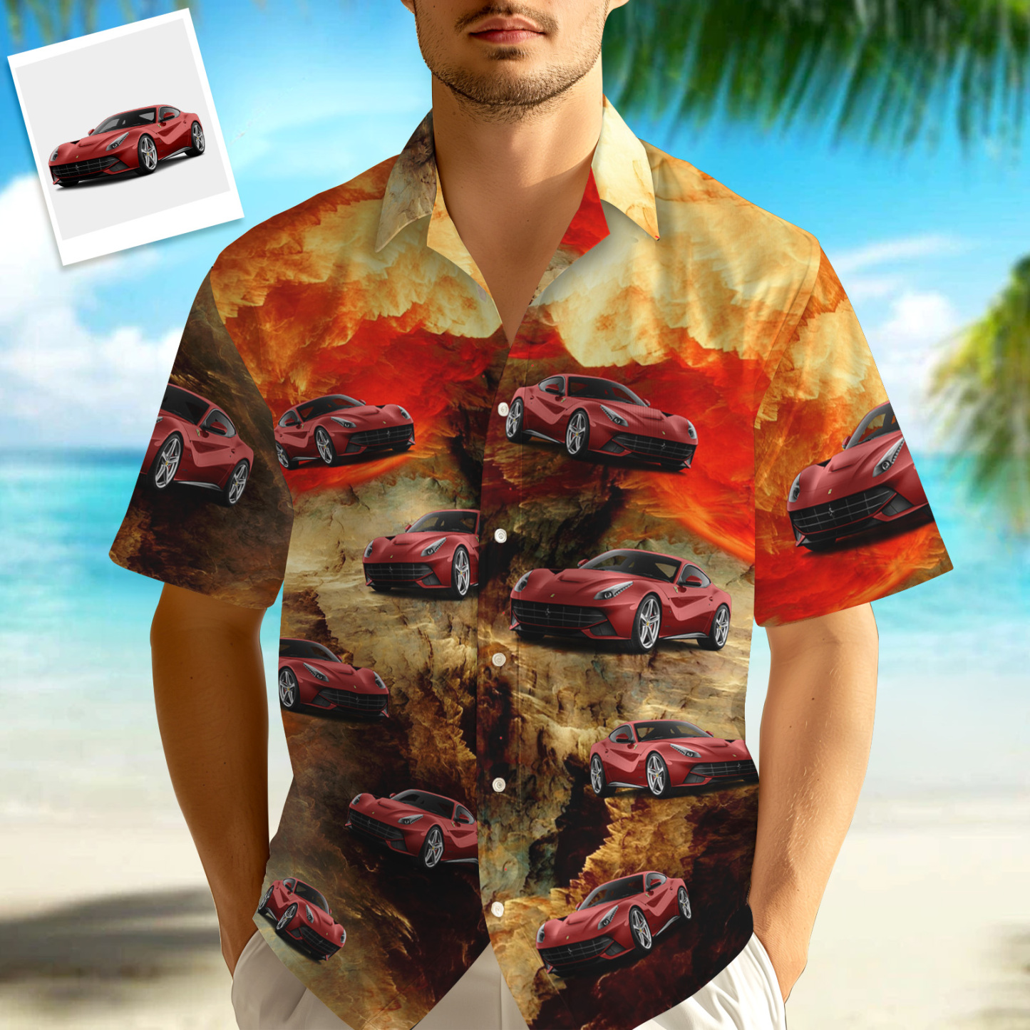 Upload Car/Motorcycle Photo Custom Hawaiian Shirts - Highway Driving Shirt For Him - auphotoblanket