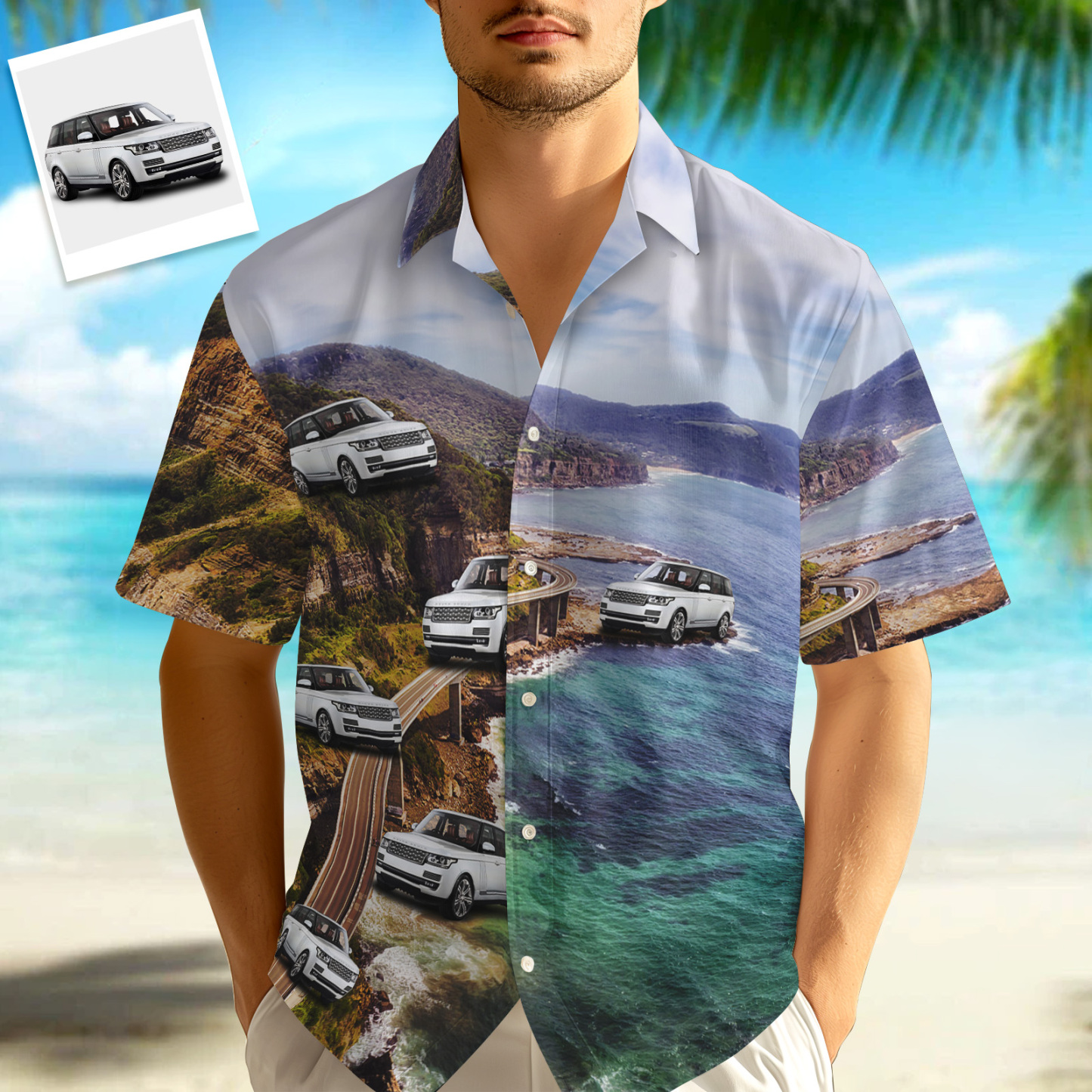 Upload Car/Motorcycle Photo Custom Hawaiian Shirts - Highway Driving Shirt For Him - auphotoblanket