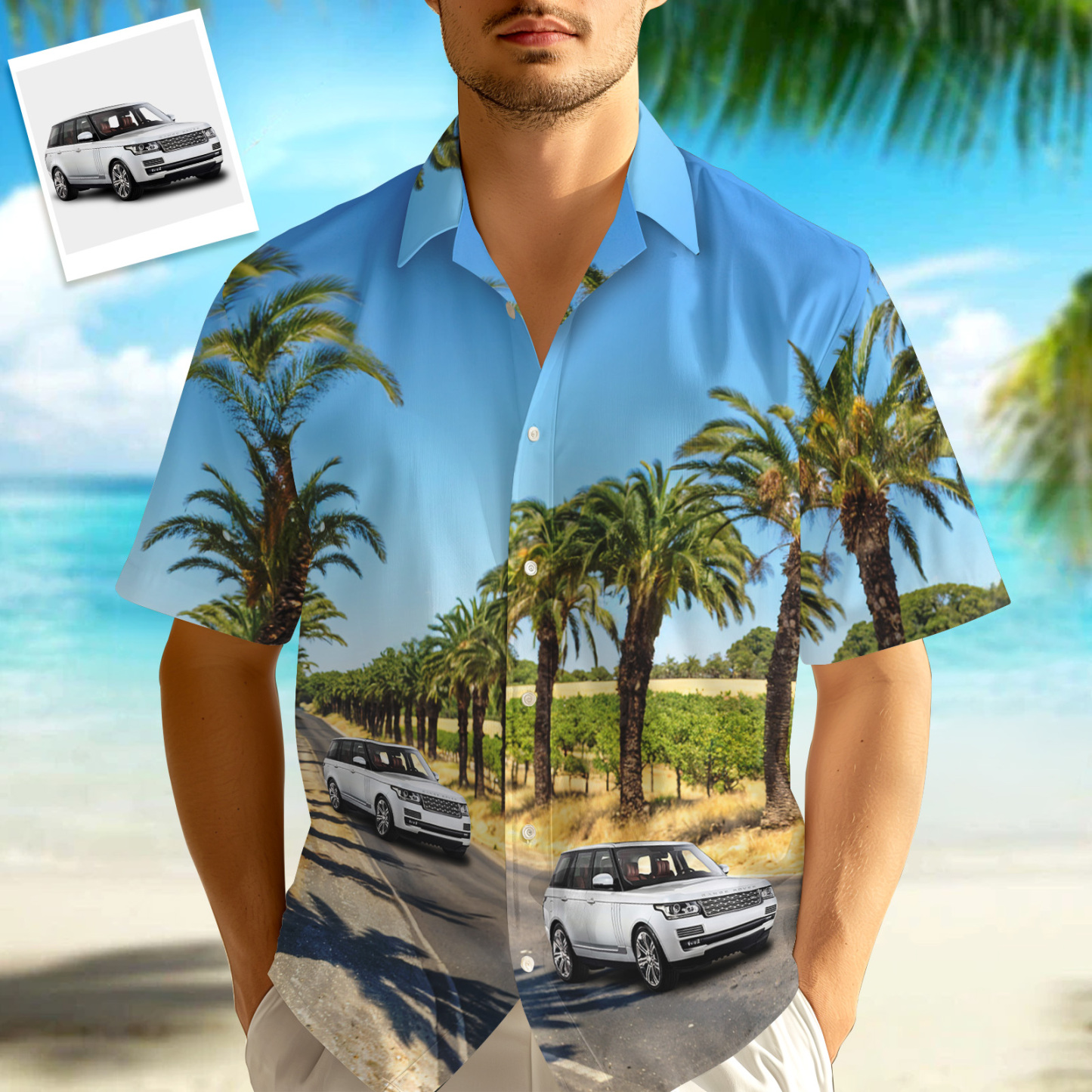 Upload Car/Motorcycle Photo Custom Hawaiian Shirts - Highway Driving Shirt For Him - auphotoblanket