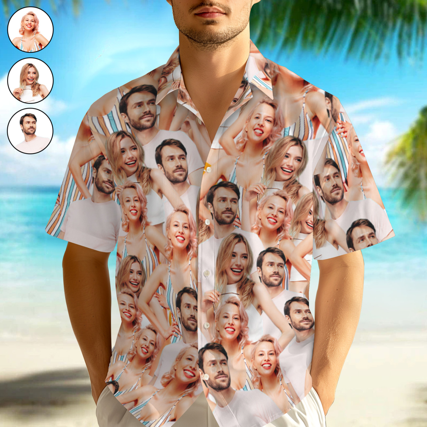 Custom Vintage Photo Button-down Shirts  Custom Hawaiian Aloha Shirt With 3-6 Photos Gift For Men - auphotoblanket
