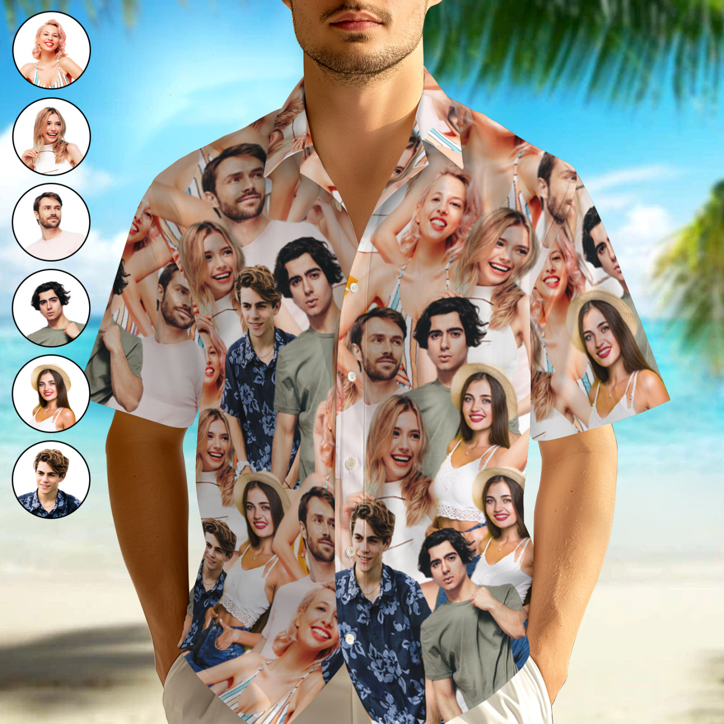 Custom Vintage Photo Button-down Shirts  Custom Hawaiian Aloha Shirt With 3-6 Photos Gift For Men - auphotoblanket