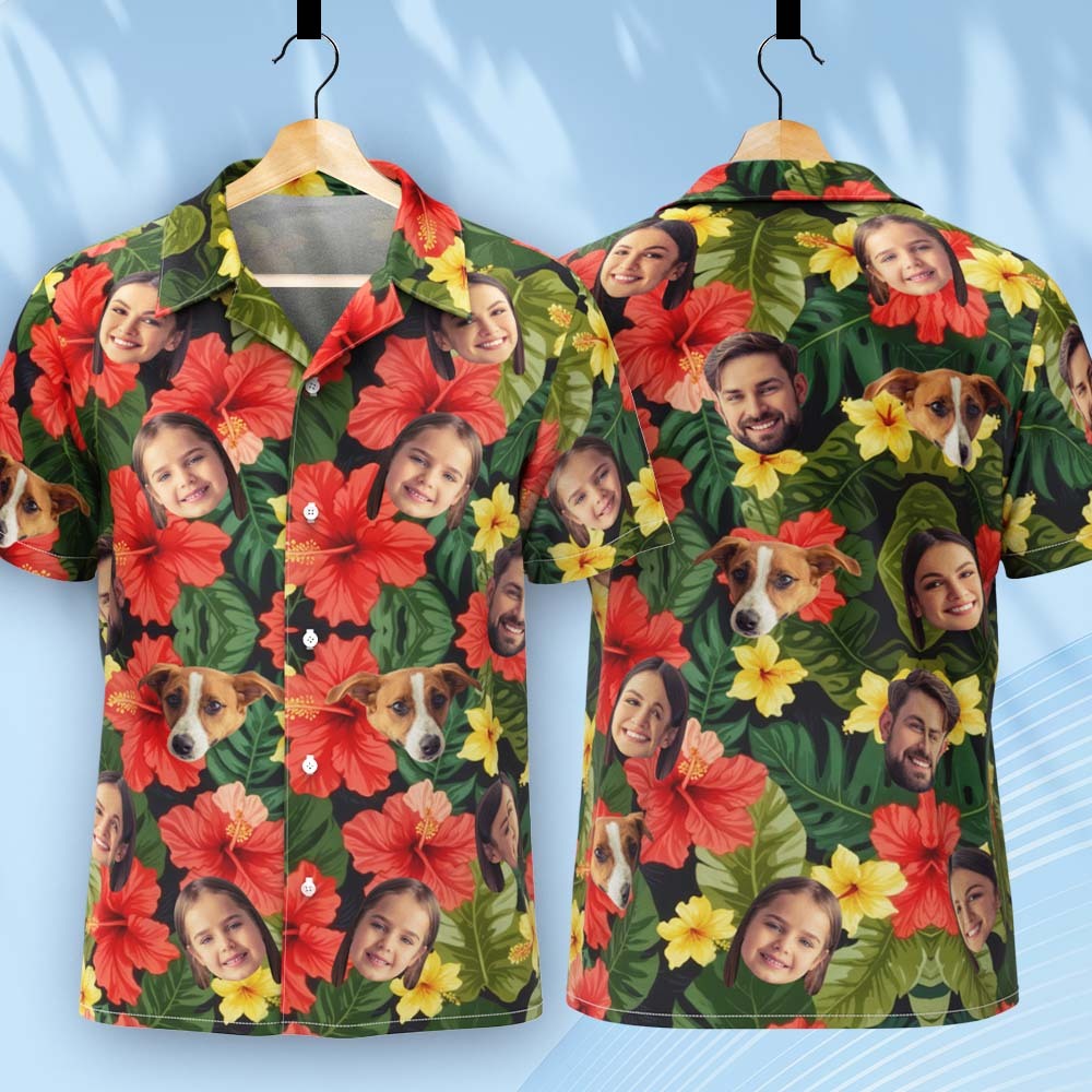 Personalized Hawaiian Shirt with Photo, Custom Face Hawaiian Shirt for Men, Personalized Hawaiian Button Shirt, Bachelor Party Gifts for Men - auphotoblanket