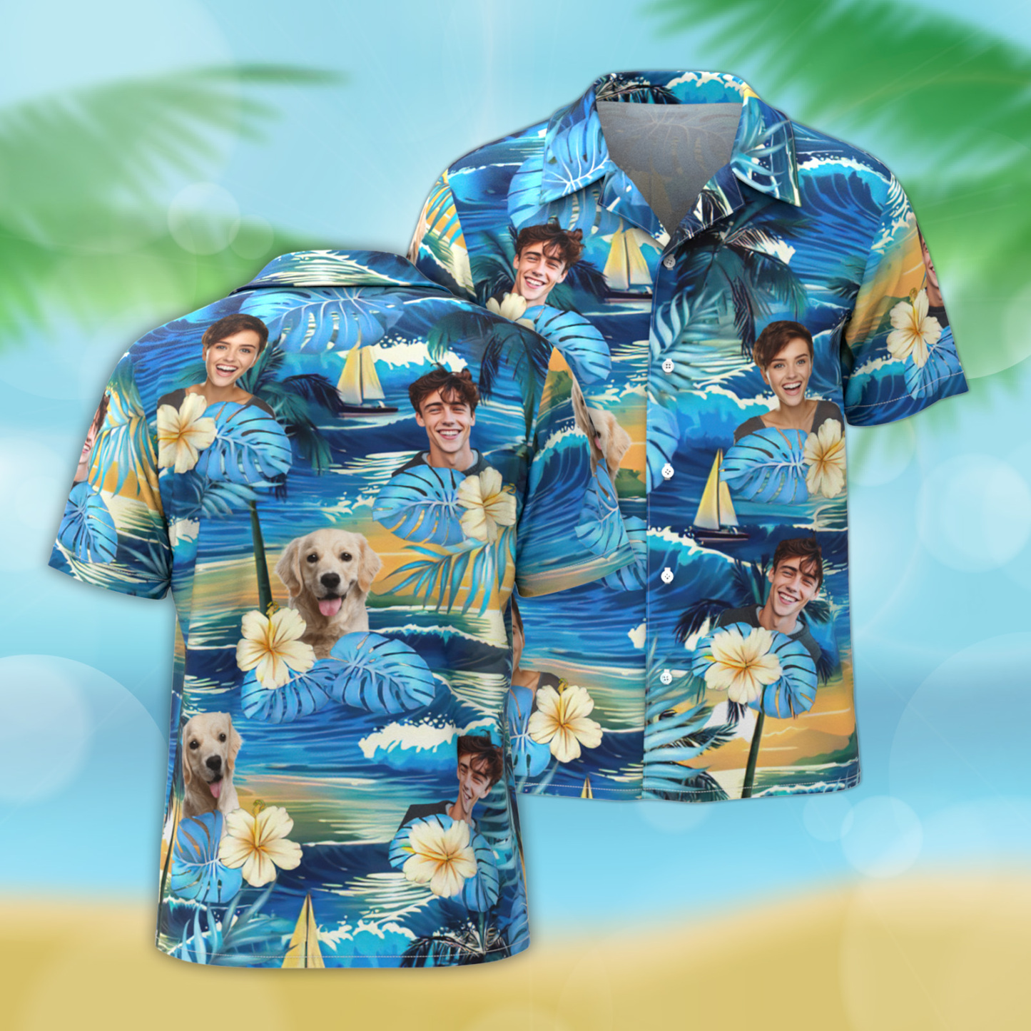 Custom Photo Summertime Is Calling Me - Dog & Cat Personalized Custom Unisex Tropical Hawaiian Aloha Shirt Gift For Pet Lovers - auphotoblanket