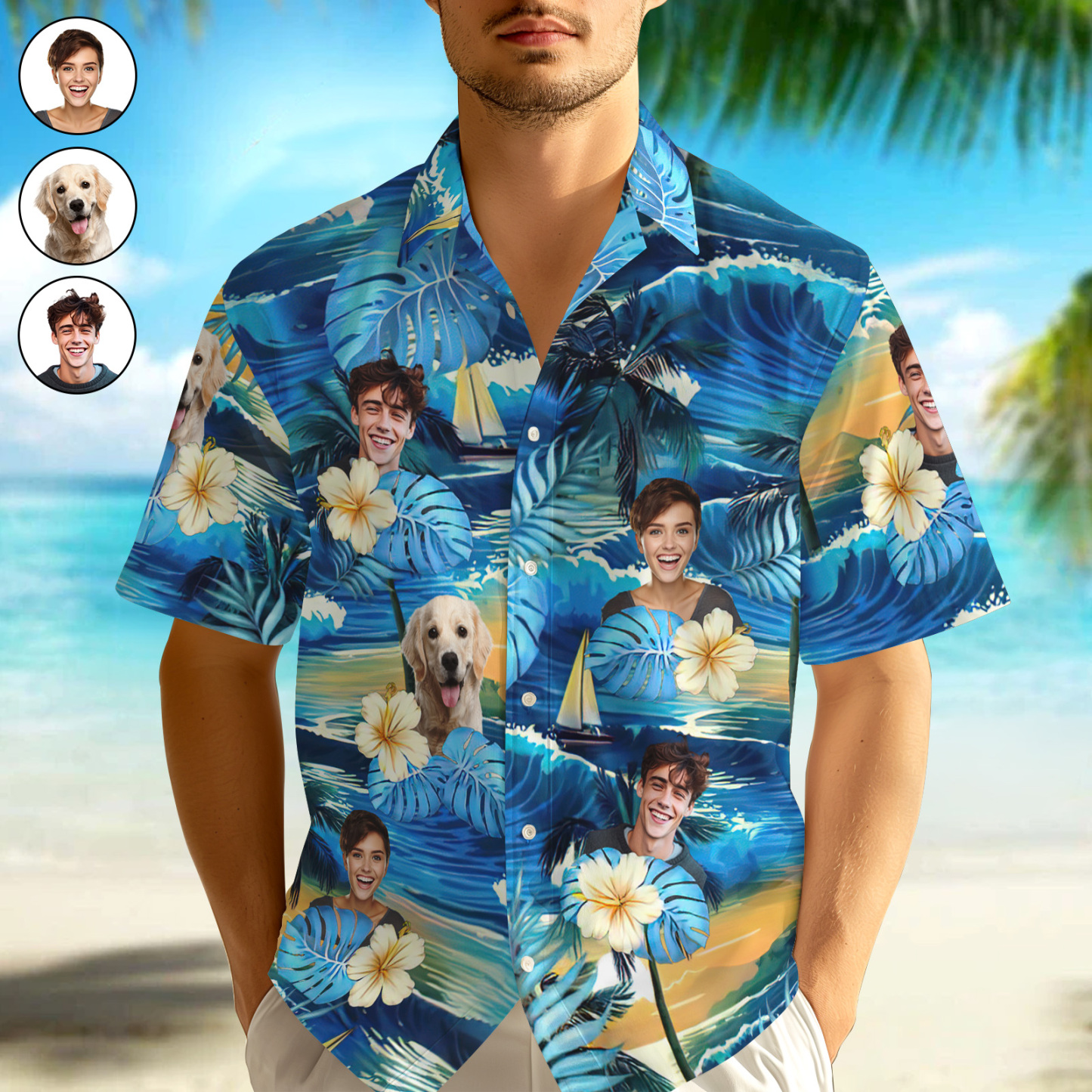 Custom Photo Summertime Is Calling Me - Dog & Cat Personalized Custom Unisex Tropical Hawaiian Aloha Shirt Gift For Pet Lovers - auphotoblanket