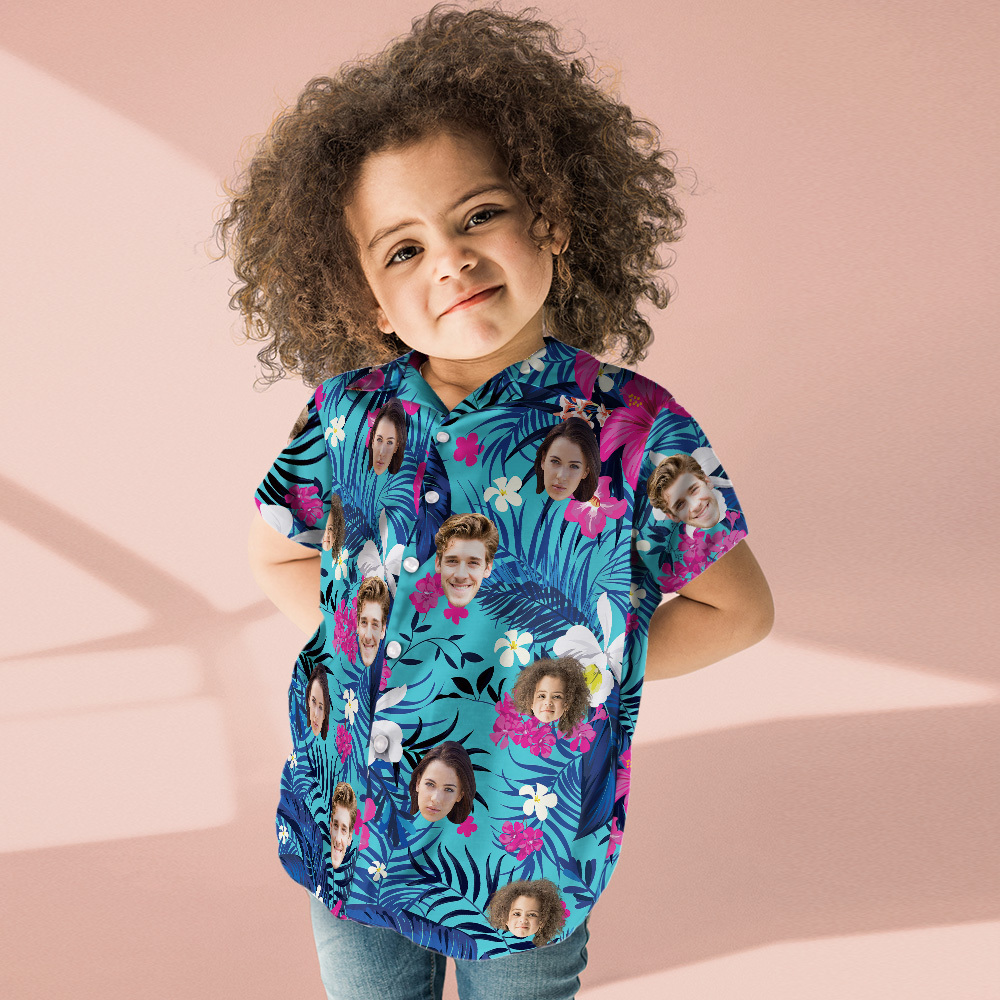 Custom Hawaiian Shirt With Face Personalized Hawaiian Shirt Logo All Over Print Hawaiian Shirt For Family Lover Gift - auphotoblanket