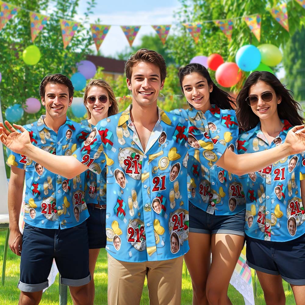 Custom Birthday Face Shirts With Cakes Custom Face & Age Button-down Shirts - auphotoblanket