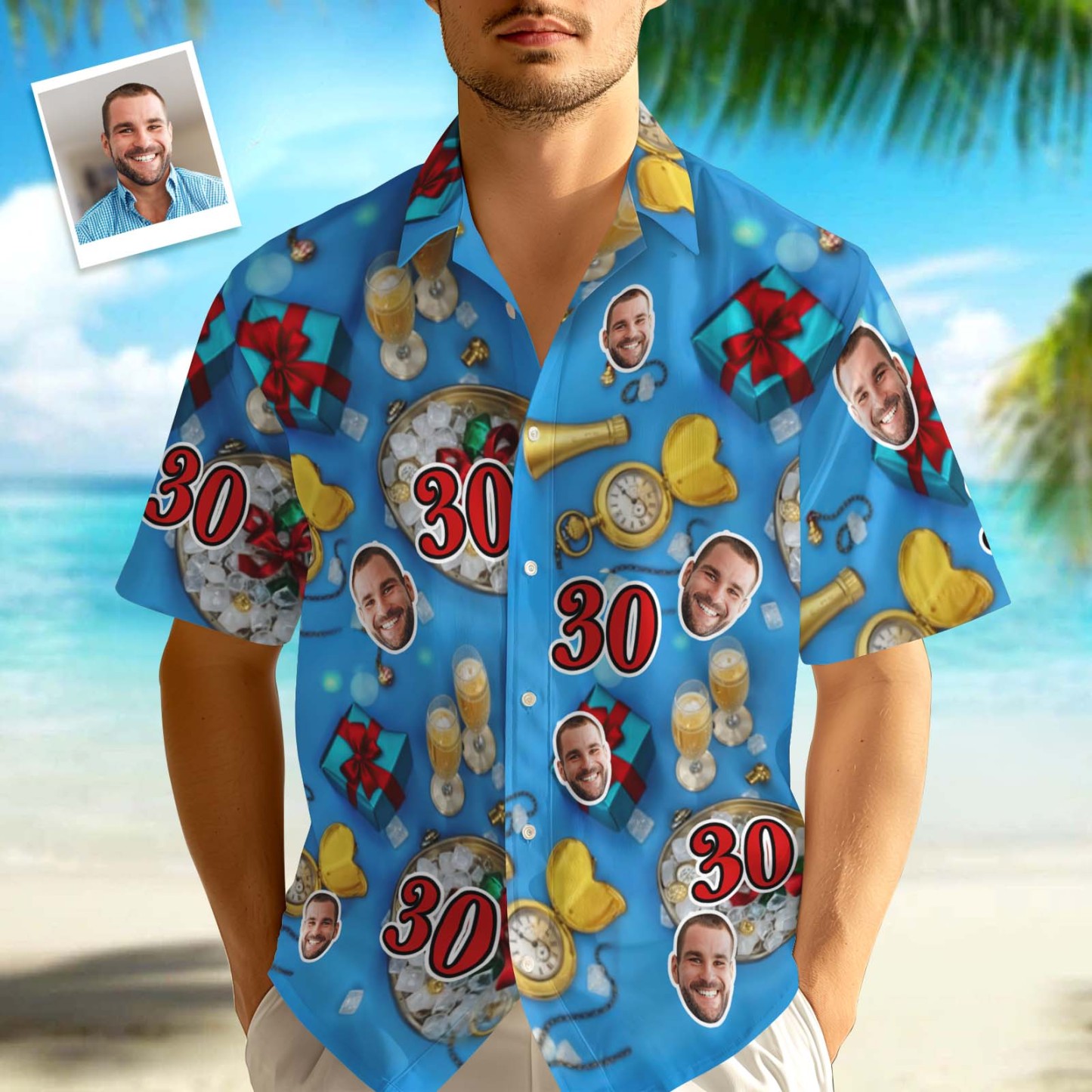 Custom Birthday Face Shirts With Cakes Custom Face & Age Button-down Shirts - auphotoblanket