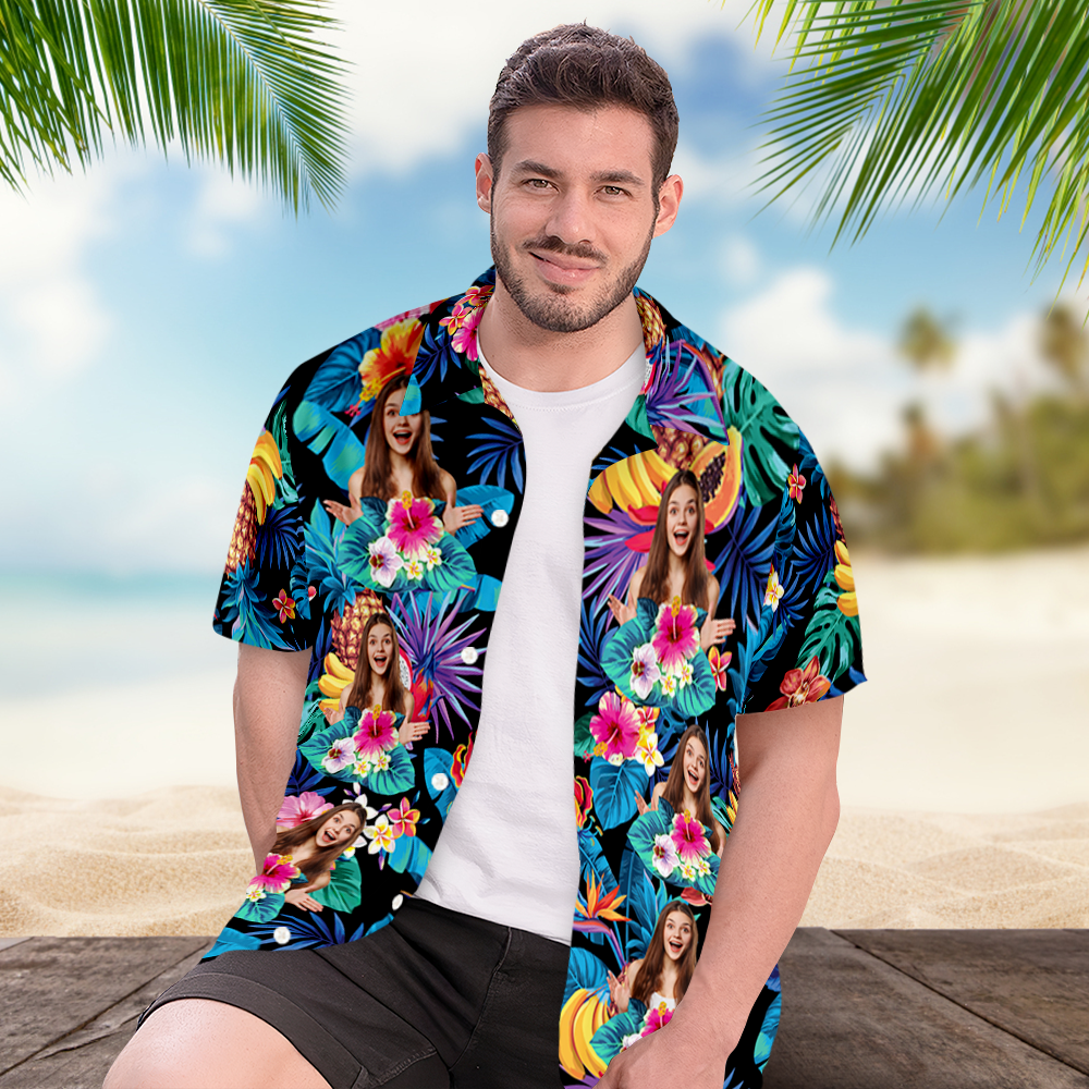 Custom Photo Funny Family Pet Tropical Personalized Custom Hawaiian Shirt - auphotoblanket