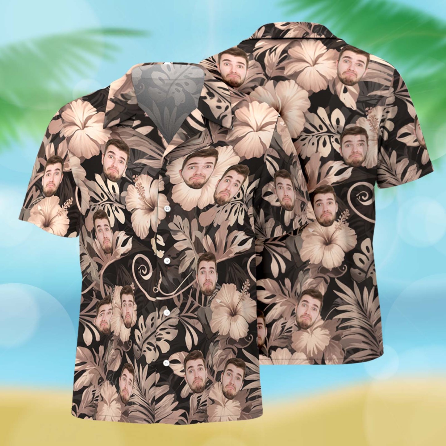 Custom Hawaiian Shirt With Face, Portrait Face Hawaiian Shirt, Funny Hawaiian Shirt - auphotoblanket